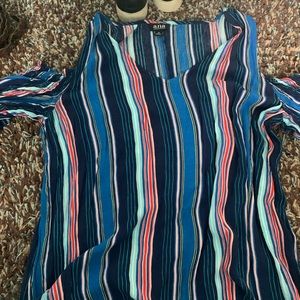 Striped cold shoulder Top